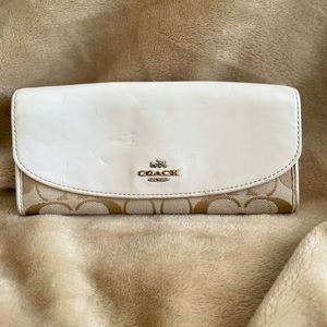 Coach Signature Beige and Light Brown Wallet